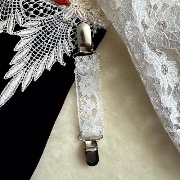 Vintage 90s MiMi Fashion Dress Girls Size 4 Black White Lace Long Sleeve Floral - Picture 4 of 5